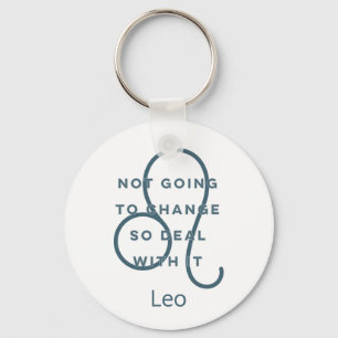 Chaveiro Leo Zodiac Sign Fun Quote Blue Text Birthday