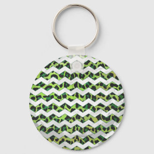 Chaveiro Leopard Chevron Black e Green Impressão