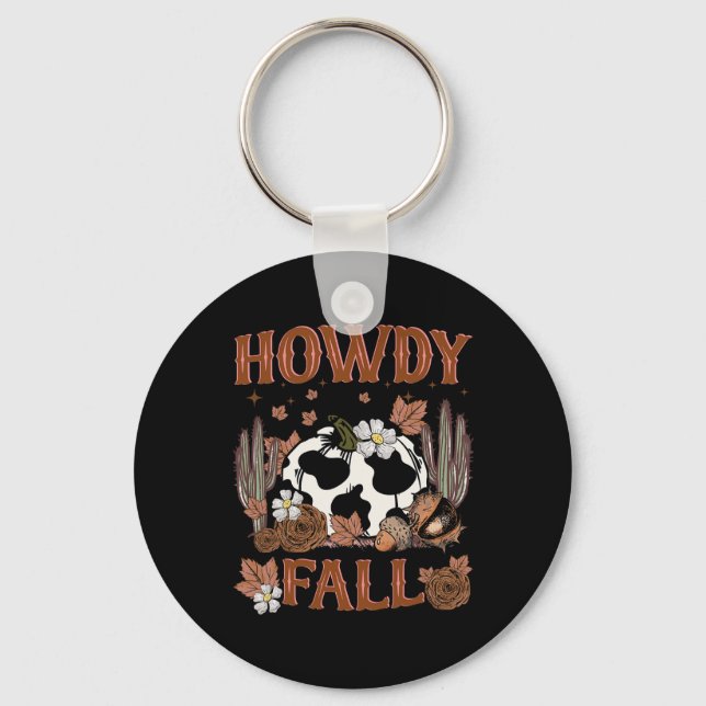 Chaveiro Leopard Howdy Fall Western Pumpkin outono Tha (Frente)