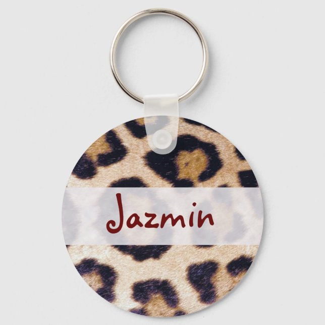 Chaveiro Leopard Imprime grande Design de Pele Real de Gato (Frente)