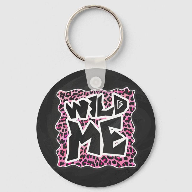 Chaveiro Leopard me Wild Black and Hot Pink Design (Frente)