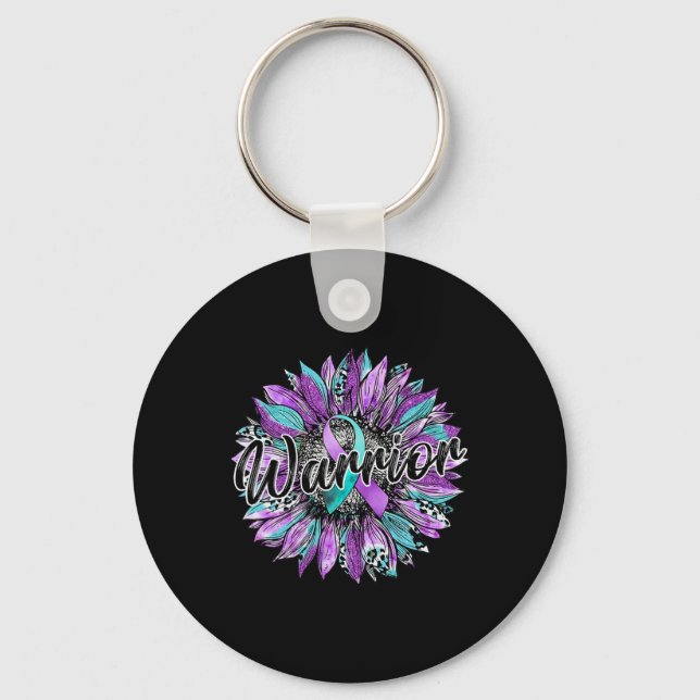 Chaveiro Leopard Sunflower Warrior Teal E Purple Suicídio (Frente)