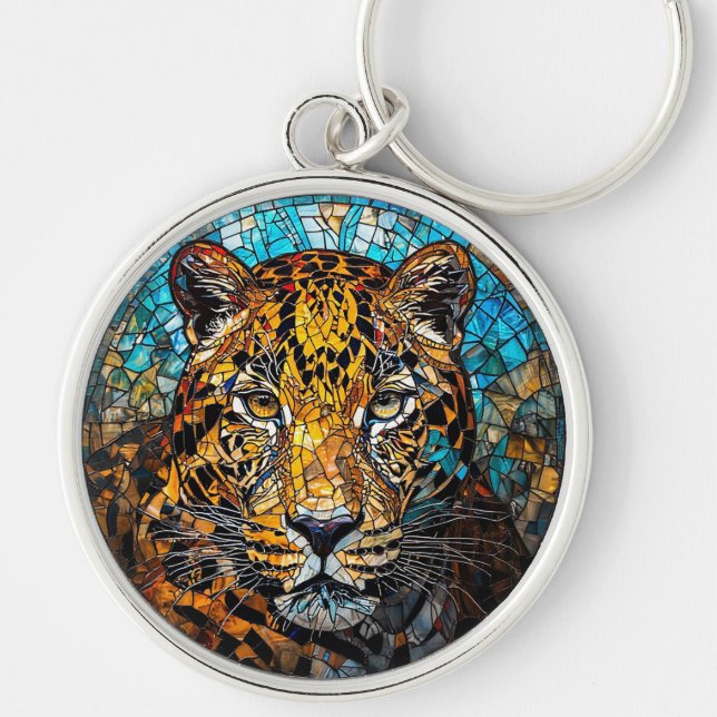 Chaveiro Leopardo com Tons Quentes e Frios (Frente)