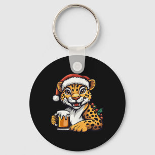 Chaveiro Leopardo de Natal Engraçado com BD