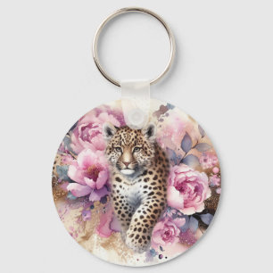 Chaveiro Leopardo e Rosa