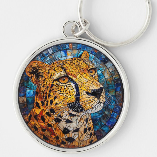 Chaveiro Leopardo em Cores Vibrantes (Frente)