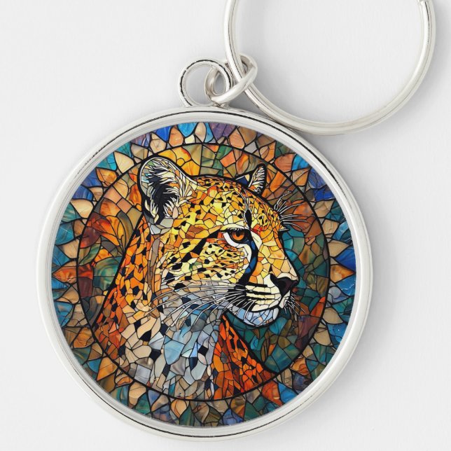 Chaveiro Leopardo em Cores Vibrantes (Frente)