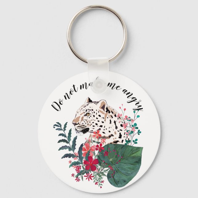 Chaveiro Leopardo, foca-leopardo, floral, botânico, (Frente)