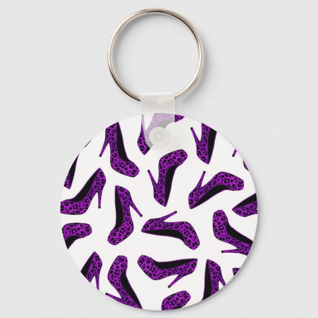 Chaveiro Leopardo roxo Imprime Calçado Impressão (Frente)