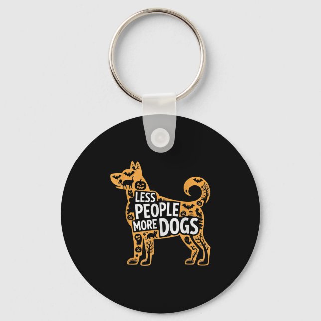 Chaveiro Less People More Dogs Funny Halloween  (Frente)