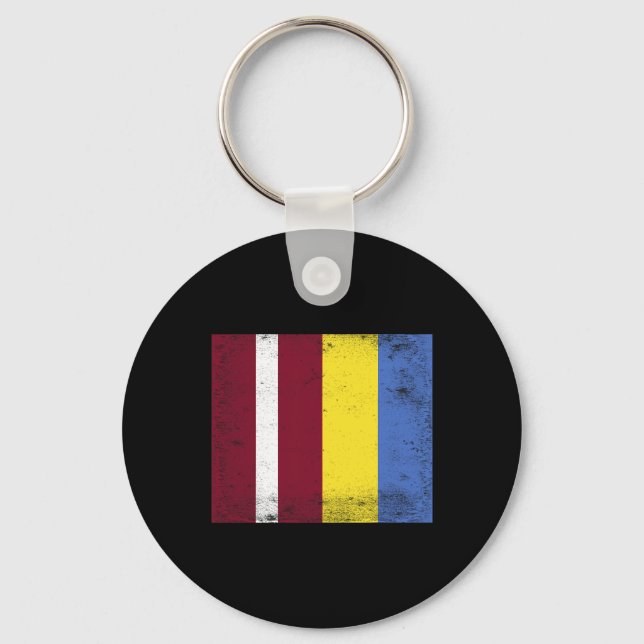 Chaveiro Letônia Design de Bandeira da Ucrânia Orgulho Letã (Frente)