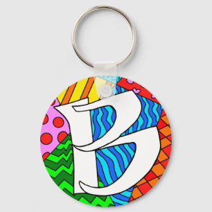 Chaveiro Letra B Doodes Coloridos