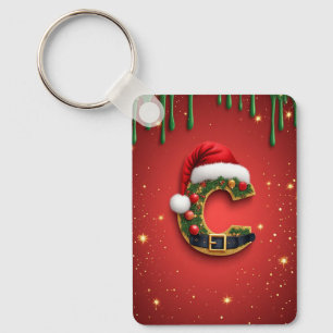 Chaveiro Letra C Com Decoração de Coroa de Natal 🎁