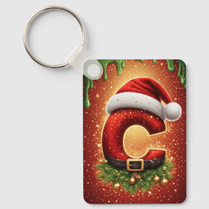 Chaveiro Letra C de Natal Monograma Decoração Festiva