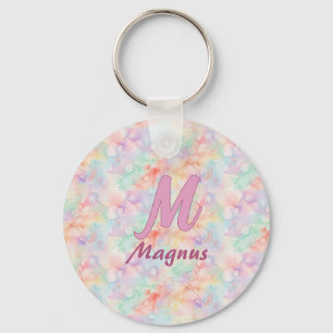 Chaveiro letra c monograma nome pastel aguarela rosa azul