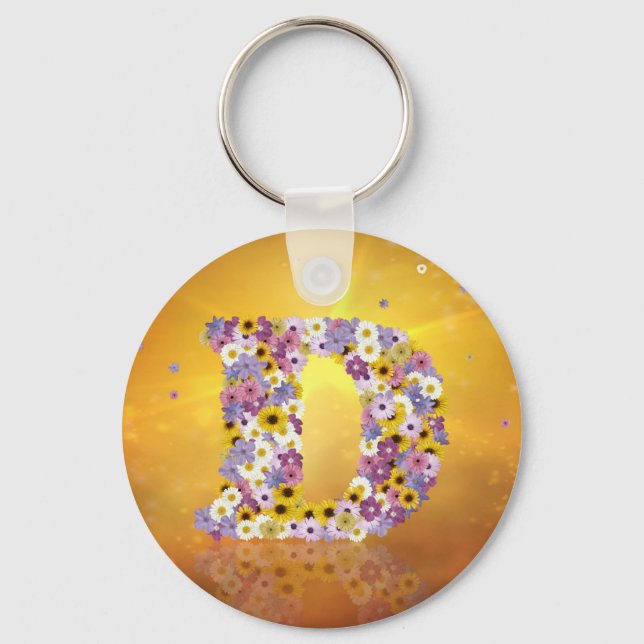 Chaveiro Letra de Flor D (Frente)