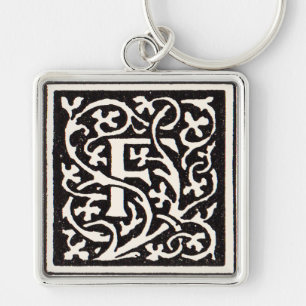 Chaveiro Letra F Art Nouveau Monograma Vintage