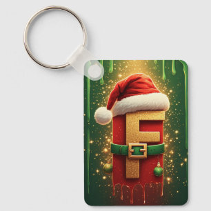 Chaveiro Letra F de Natal com Coroa para Decoração de Feria