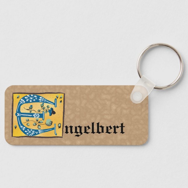 Chaveiro Letra Floral Iluminada Medieval E Monograma (Frente)