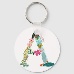 Chaveiro Letra floral um monograma inicial