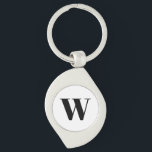 Chaveiro Letra inicial do monograma personalizado branco pr<br><div class="desc">Personalize,  personalize o monograma,  inicial,  preto-e-branco-preto-e-branco moderno e elegante script chic refinado na moda.</div>