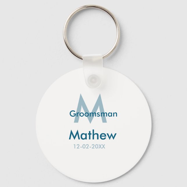 Chaveiro Letra maiúscula do nome do padrinho azul marinho d (Frente)