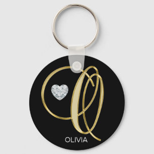 Chaveiro Letra Monogrammed Dourado personalizada elegante O