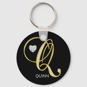 Chaveiro Letra Monogrammed Dourado personalizada elegante Q