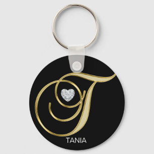 Chaveiro Letra Monogrammed Dourado personalizada elegante T
