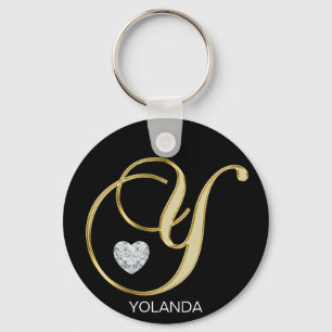 Chaveiro Letra Monogrammed Dourado personalizada elegante Y