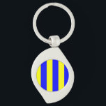 Chaveiro Letra náutica G da bandeira (golfe)<br><div class="desc">Chaveiro náutico de G da letra da bandeira (golfe). Letra marinha G do símbolo da bandeira do sinal (golfe) com bares de cor azuis amarelos verticais. Faz a uma grande inicial do nome do monograma o presente náutico para seus amigo da navigação do veleiro ou membros da família watersporting do...</div>