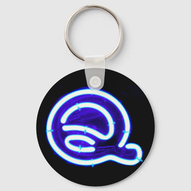 Chaveiro Letra "Q" Neon Light Monograma (Frente)