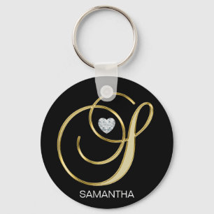 Chaveiro Letra S Monogrammed Dourado personalizada elegante