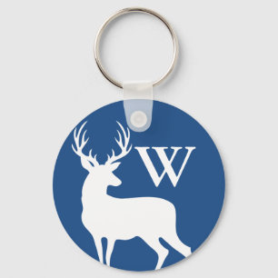 Chaveiro Letra White Deer Buck Silhouette White Inicial