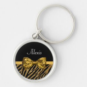 Chaveiro Letra zebra Dourada Clássica Imprime FAUX Glitz A