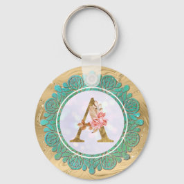 Chaveiro Letras iniciais de monograma elegante com Mandala