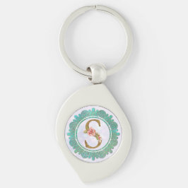 Chaveiro Letras iniciais de monograma elegante com Mandala