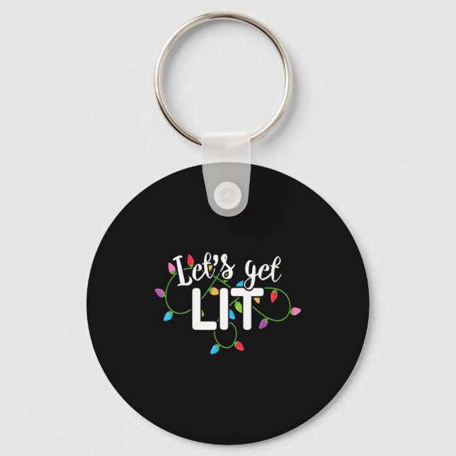 Chaveiro Lets Get Lit Funny Christmas Drinking Apparel Xma  (Frente)