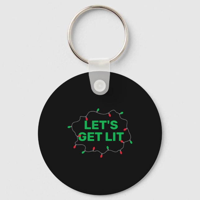 Chaveiro Lets Get Lit Funny Christmas Quote  (Frente)