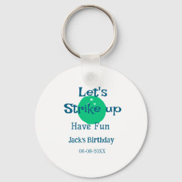 Chaveiro Let's strike up have fun green ball birthday name
