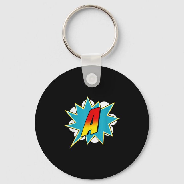 Chaveiro Letter A Superhero Name Comic Letter Retro Costume (Frente)