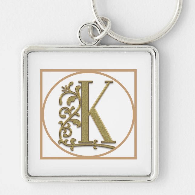 Chaveiro LETTER K MONOGRAM Belo Casamento Novo Presente Dom (Frente)