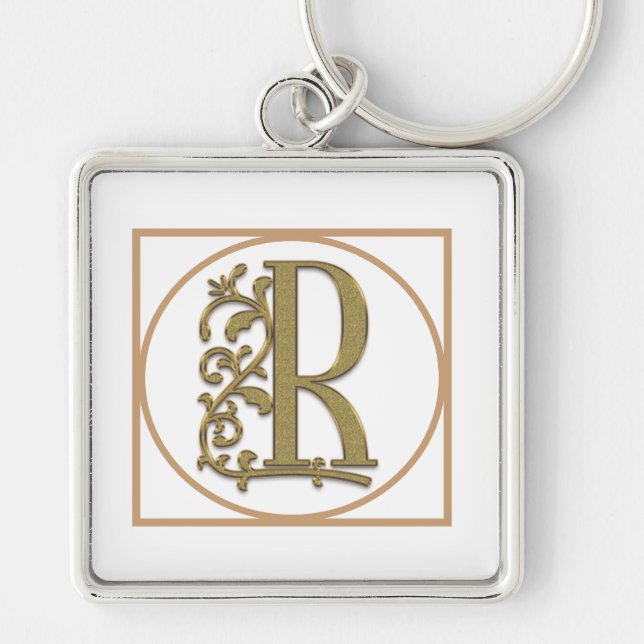 Chaveiro LETTER R MONOGRAM Belo Casamento Novo Presente Dom (Frente)