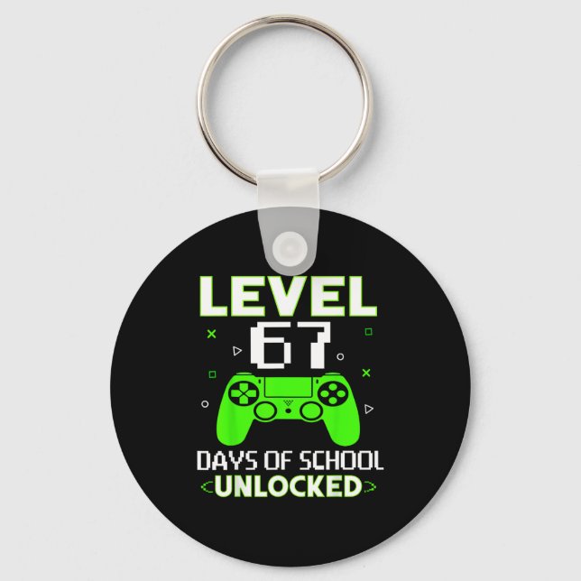 Chaveiro Level 67 Days Of School Unlocked Funny Gamer Kids  (Frente)
