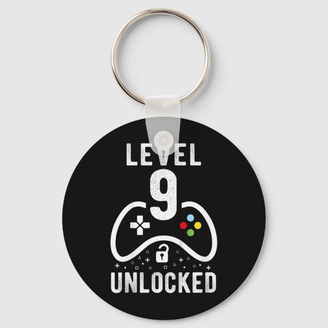 Chaveiro Level 9 Unlocked Video Game 9th Birthday Gift  (Frente)