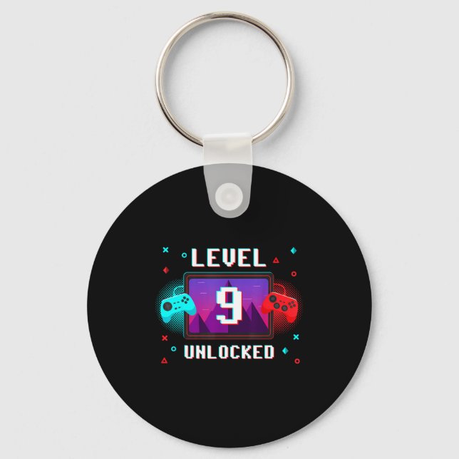 Chaveiro Level 9 Unlocked Video Gamer Funny 9th Birthday Bo (Frente)
