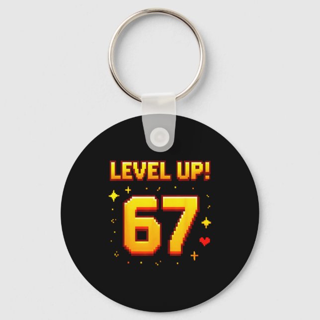 Chaveiro Level Up 67 Funny Gaming 6 7 Meme Gen Alpha Slang  (Frente)