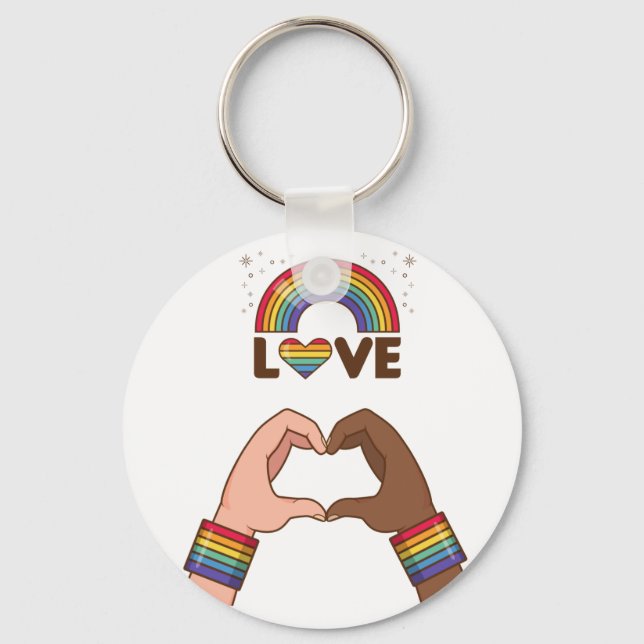 Chaveiro LGBT+Pride. Love rainbow. Heart.  Keychain (Frente)