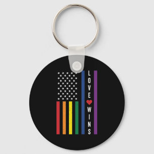 Chaveiro LGBTQ Gay Pride Love Wins USA American Flag