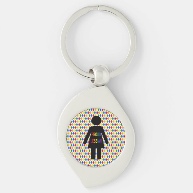 Chaveiro LGBTQ Silhouette Lésbica e Damas Arco-Íris (Frente)